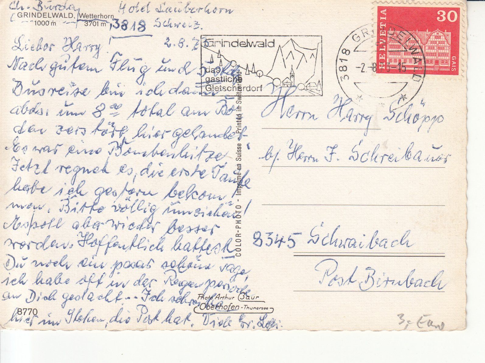 Cartoline postali: Grindelwald 1973 – Usato da Bürglen TG venduto da StampGraf 1