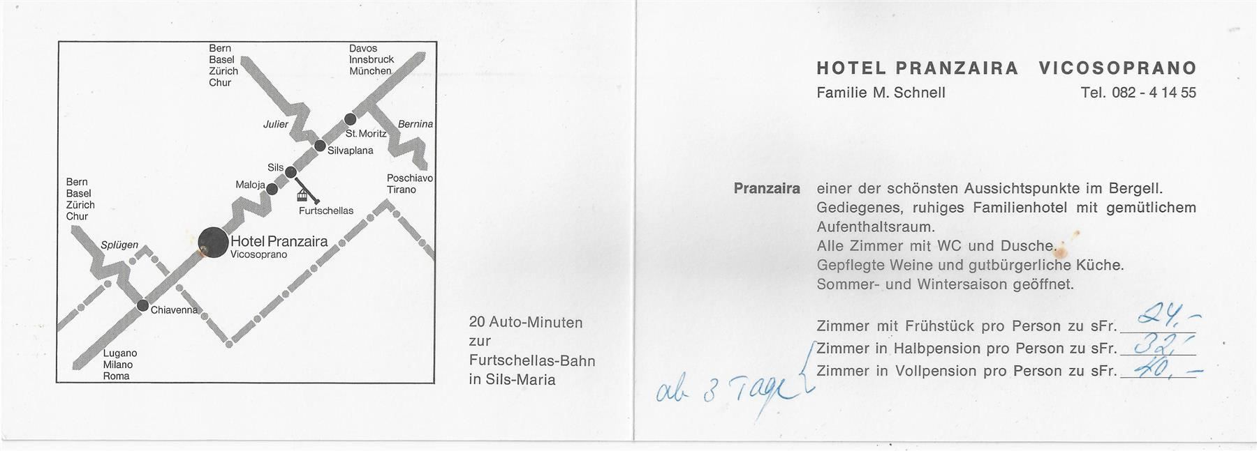 Cartes postales: Hotel Pranzaira Vicosoprano – D'occasion à Ettingen par Kartenplanet 2
