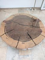 Baumstammtisch rund Glasplatte massiv Natur (Couchtisch)