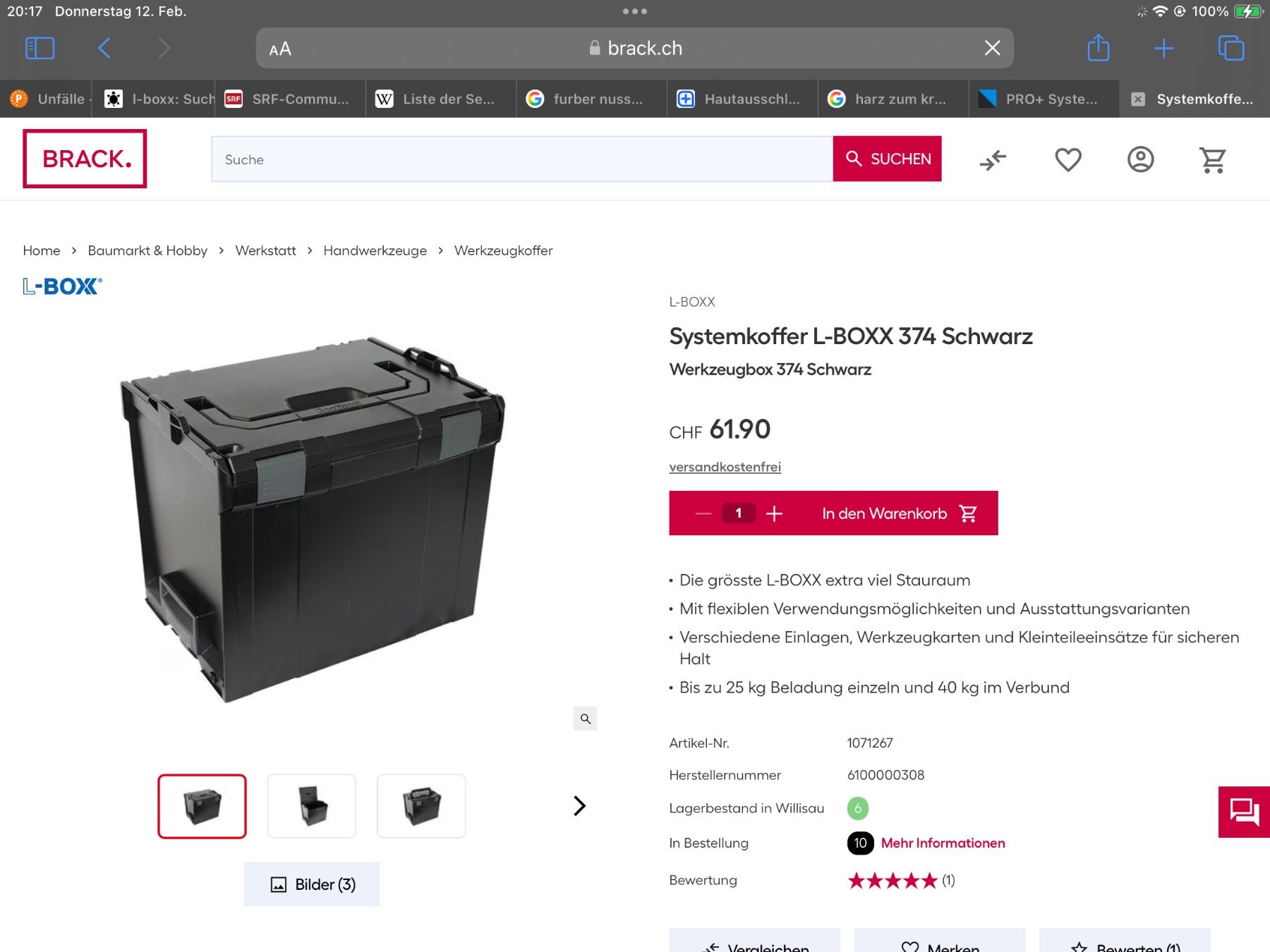 Casse di trasporto: L-Boxx Werkzeugkiste – Usato da Wil SG venduto da geschenkband 4