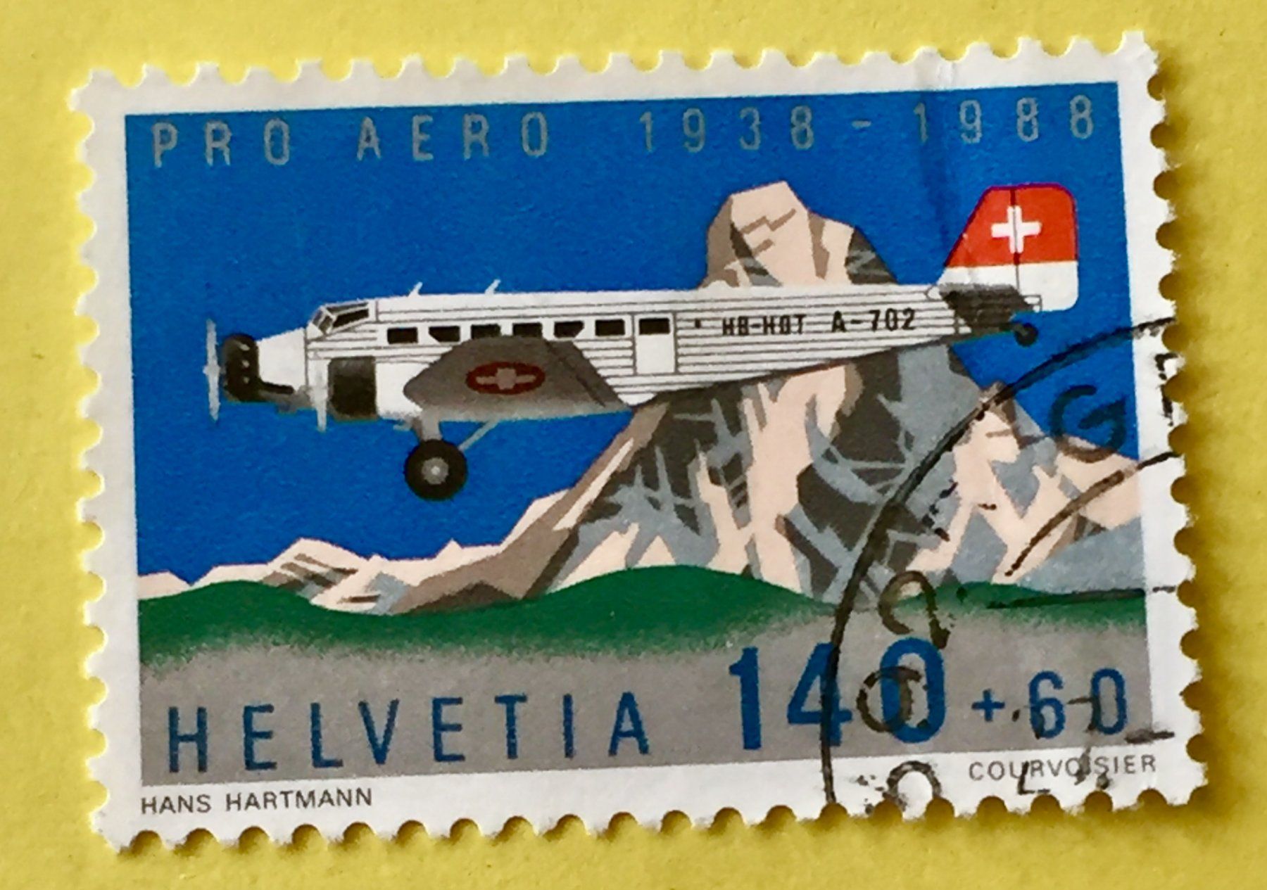 Tutti i francobolli: Nr.F 49  Aero Pro GESTEMPELT 1988    – Usato da Aarau venduto da Billa007