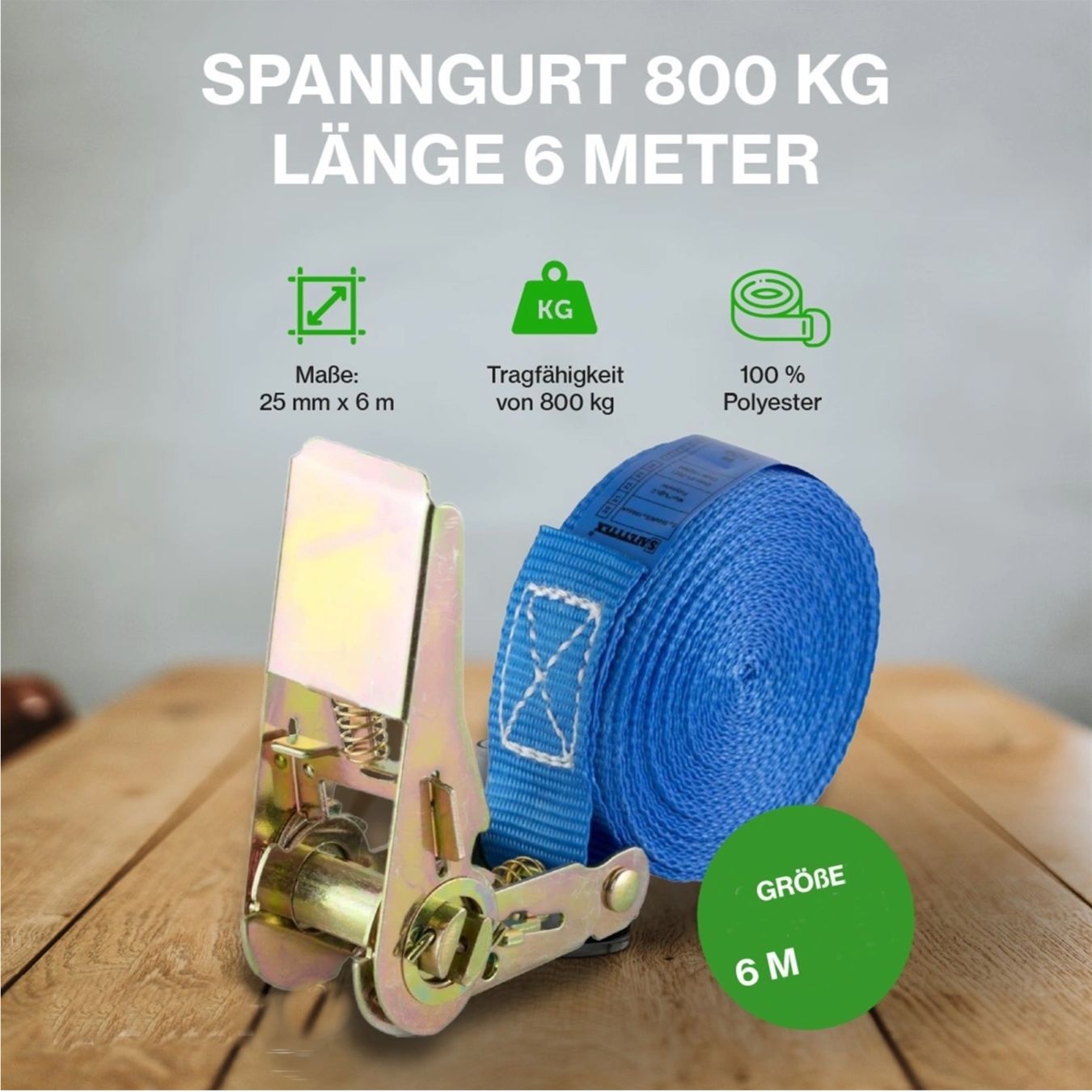 Tutti gli attrezzi: Spanngurt 800 kg 25 mm x 6 m einteilig blau – Nuovo e nell'imballaggio originale da Bülach venduto da StoreInShop.com 3