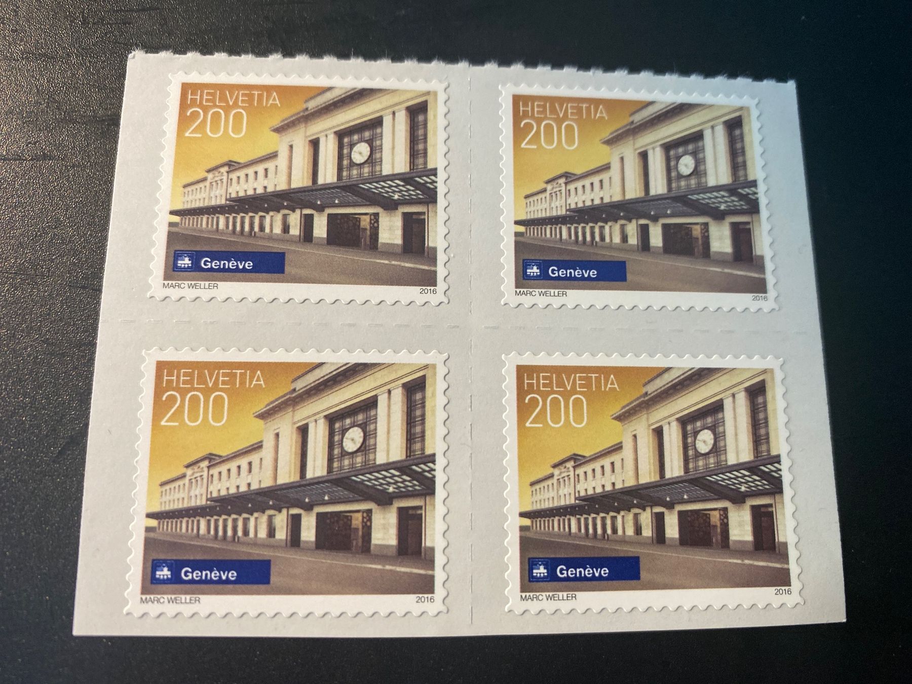 Alle Briefmarken: 2016 ** Bahnhof Genf Viererblock postfrisch – Neu (gemäss Beschreibung) aus Niederrohrdorf von leni29