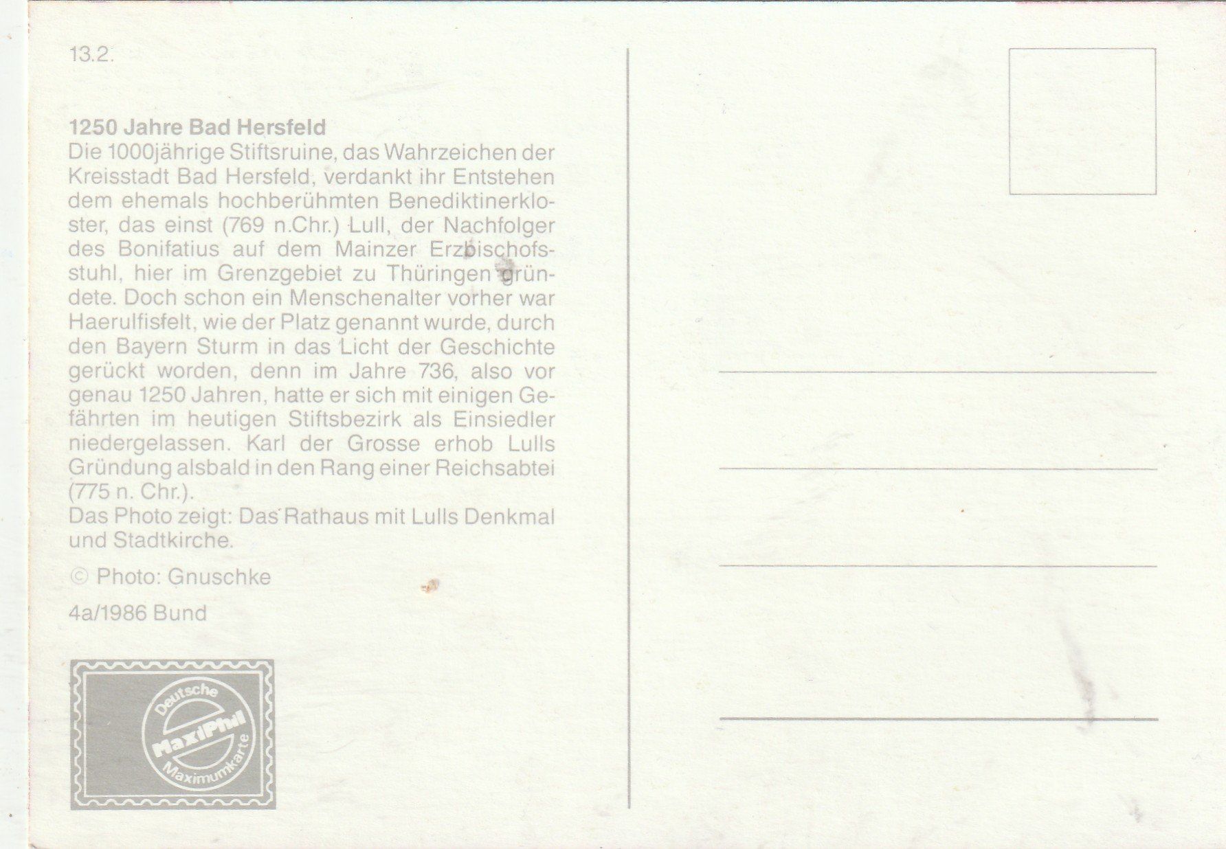 Ansichtskarten: 2 Karten Bad  Hersfeld – Gebraucht aus Lumbrein von made02 3