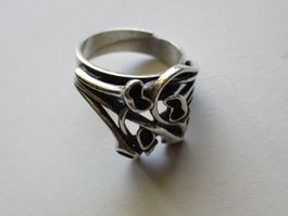 Bague vintage argent 925 design floral art déco