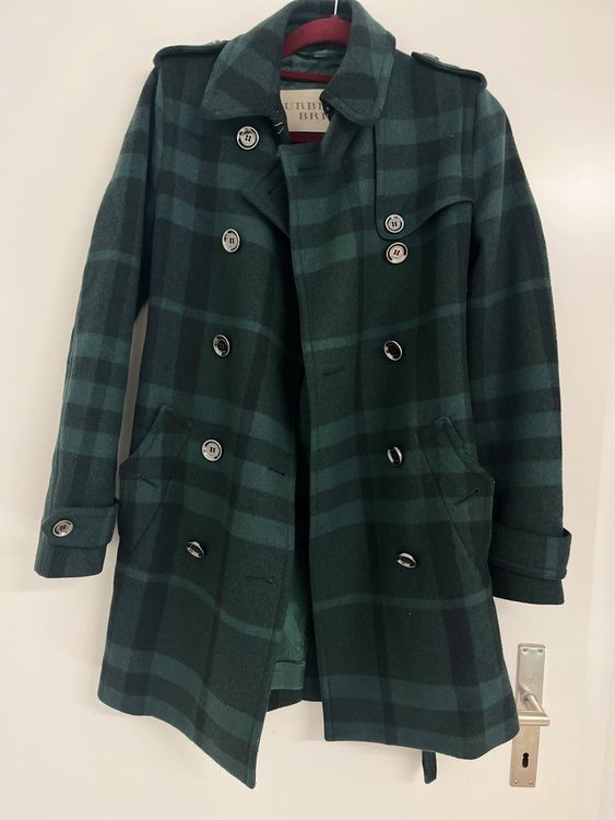 Burberry Brit Wollmantel, 34,Dunkelgrün kariert! Top