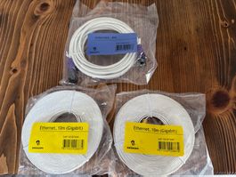 Swisscom Ethernet Kabel 2x 10m 1x 4m Set neu