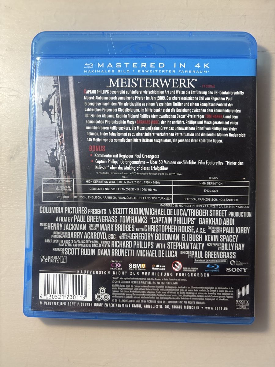 Tutti i DVDs: Captain Phillips - Blu-ray mit Tom Hanks, Top Zustand! – Usato da Ruswil venduto da Slivio_ 1