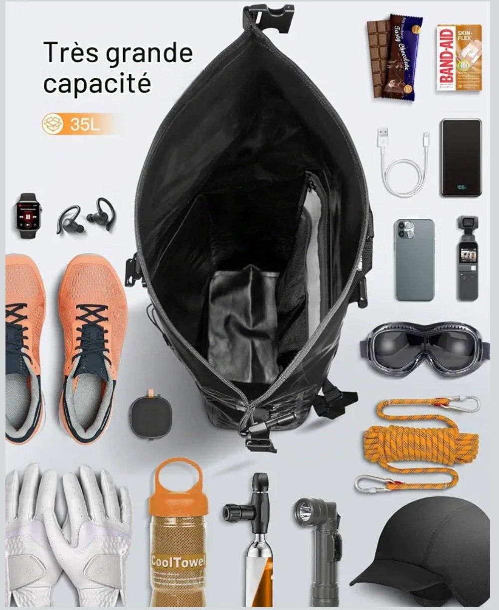 Zaini: 35L Waterproof Roll-Top Backpack Black Like New – Nuovo (secondo la descrizione) da Zürich venduto da morgannpz 4