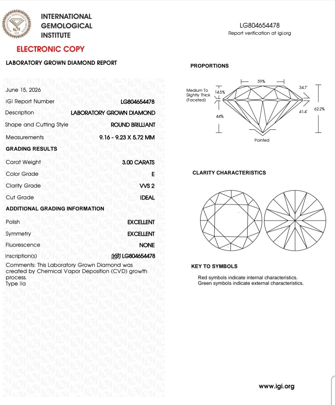 Edelsteine: 3.00 ct IGI Lab Diamant E/VVS2 Ideal Cut – Neu (gemäss Beschreibung) aus Goldach von dio_hhl5 1