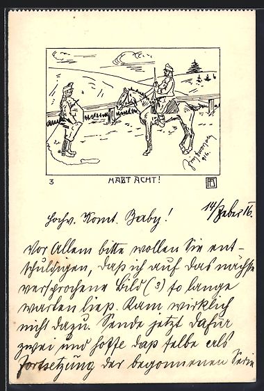 Ansichtskarten: Handgemalt, sign. Fritz Dworzak: Beritte – Gebraucht aus Berlin von bartko-reher