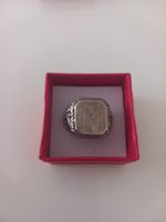 Bague chevalière en argent 800 initiale FM
