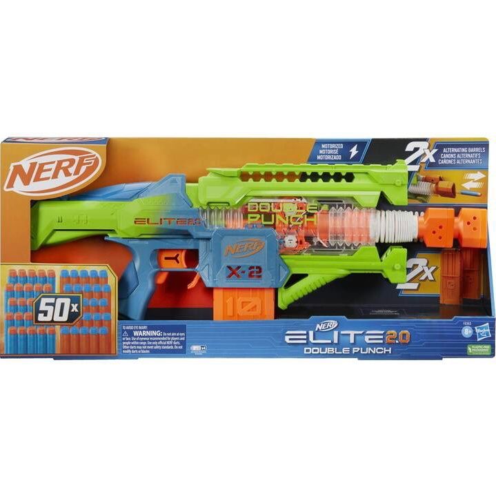 Nerf Giocattoli: NERF Elite 2.0 Double Punch motorisiert Blaster mit 50 Darts – Nuovo e nell'imballaggio originale da Basel venduto da Seifehuesli 1