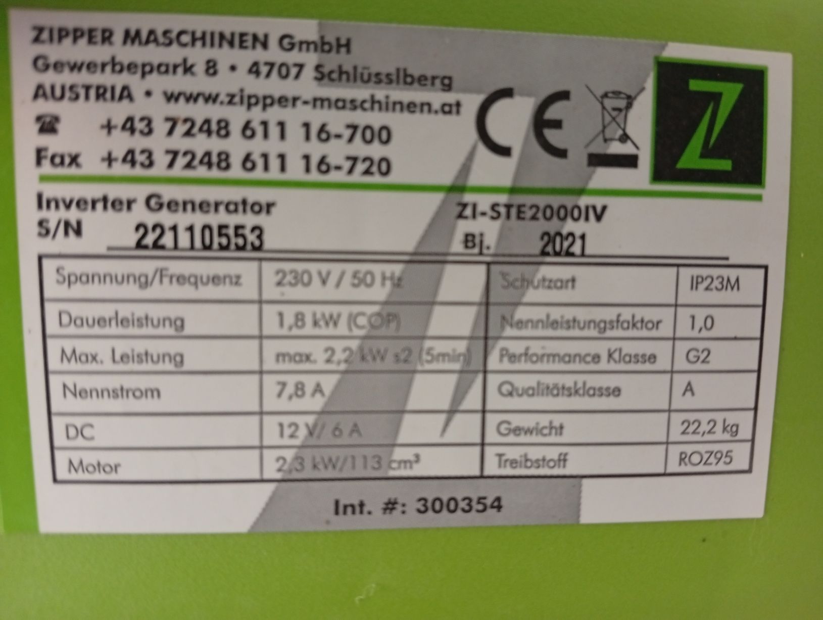 Generatori di corrente: ZIPPER Inverter Generator Sinuswelle – Nuovo (secondo la descrizione) da Berneck venduto da Schlings 3