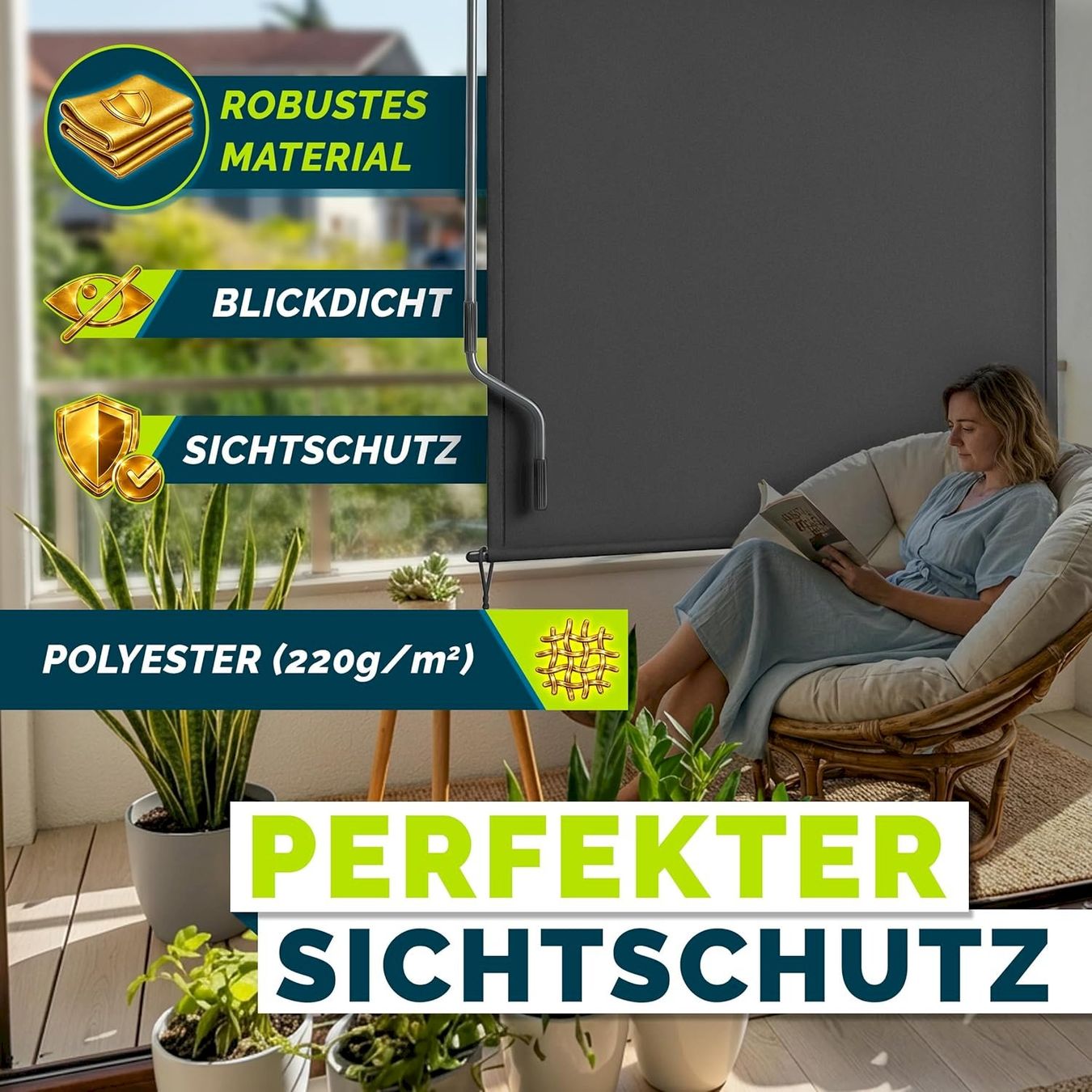 Markisen: Aussen-Senkrechtmarkise 200x250 anthraz. – Neu und originalverpackt aus Bottighofen von zaap 6