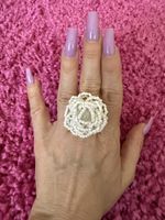 Weiss perlen ring blumen stil grösse 54 sommer Schmuck neu 5