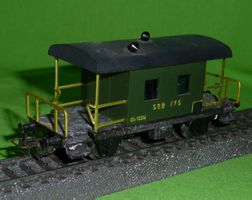 SBB Güterzug-Begleitwagen sog. Sputnik v. Swisstoys rostig b