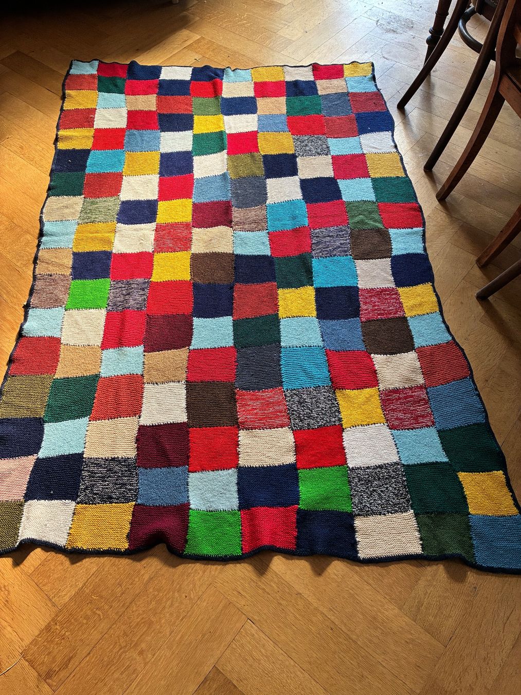 Coperte: Strickdecke Patchwork Design bunt mit kleinen Mängeln – Usato da Bern venduto da malewitsch01
