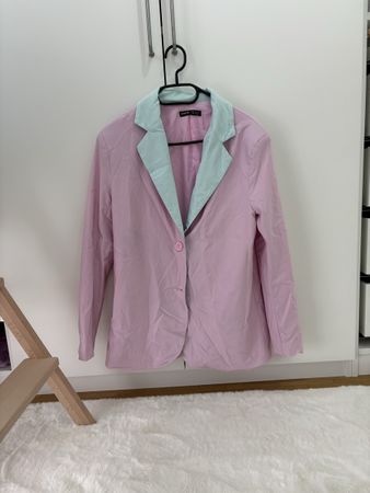 Rosa Blazer mit grünem Kragen, Grösse xs, neuwertig