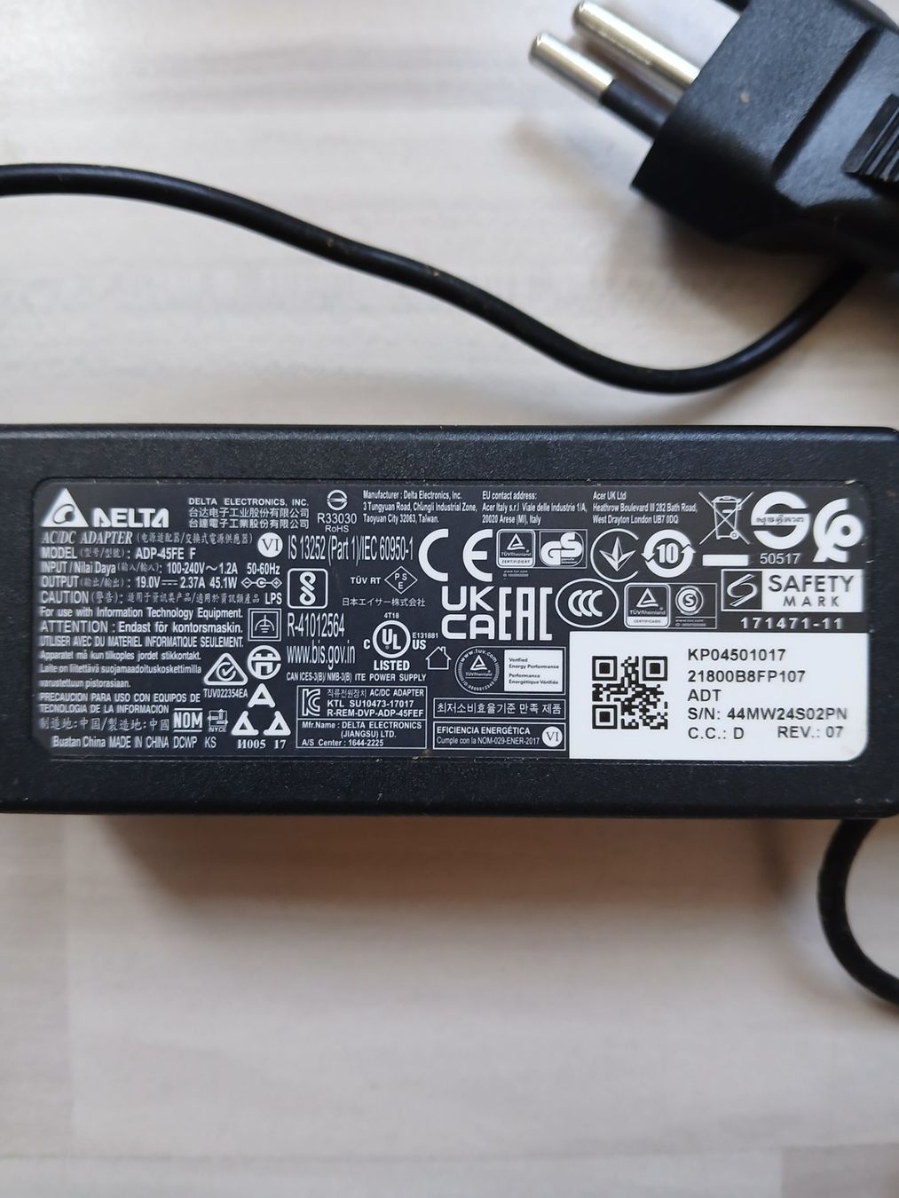 Chargeur: Delta Electronics Netzteil 19V 2.37A 45W (ADP-45FE-E) – D'occasion à Reinach AG par gra_dvs5 1