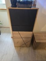 Sideboard hoch , schmal, Holz Schwarz 2 Tueren 1 Schublade