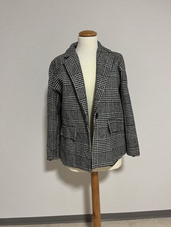 Boohoo Blazer Glencheck Schwarz/Weiss Gr. 36