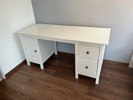 Schreibtisch aus Holz, weiss, mit Schubladen, 155x65x74 cm