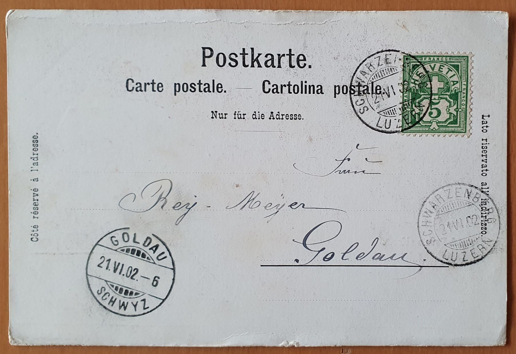 Cartoline postali: Gruss aus Schwarzenberg 1900 – Usato da Kreuzlingen venduto da Rschweiz1 1