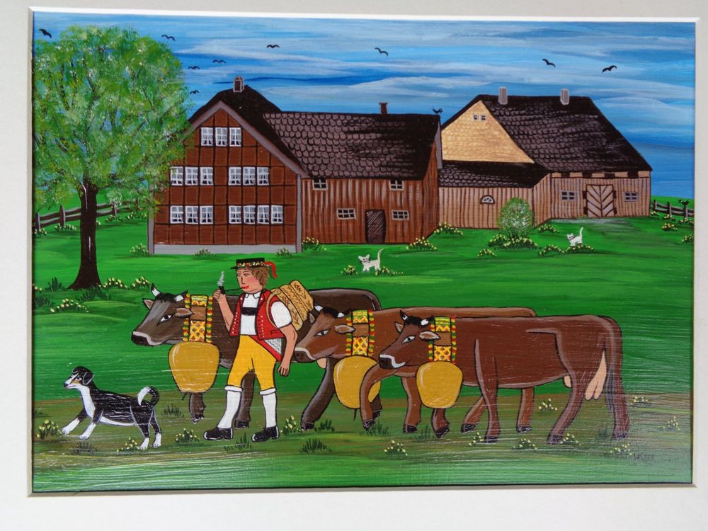 APPENZELLER BILD ALPAUFZUG BAUERNMALEREI NAIVE MALEREI Kaufen Auf Ricardo