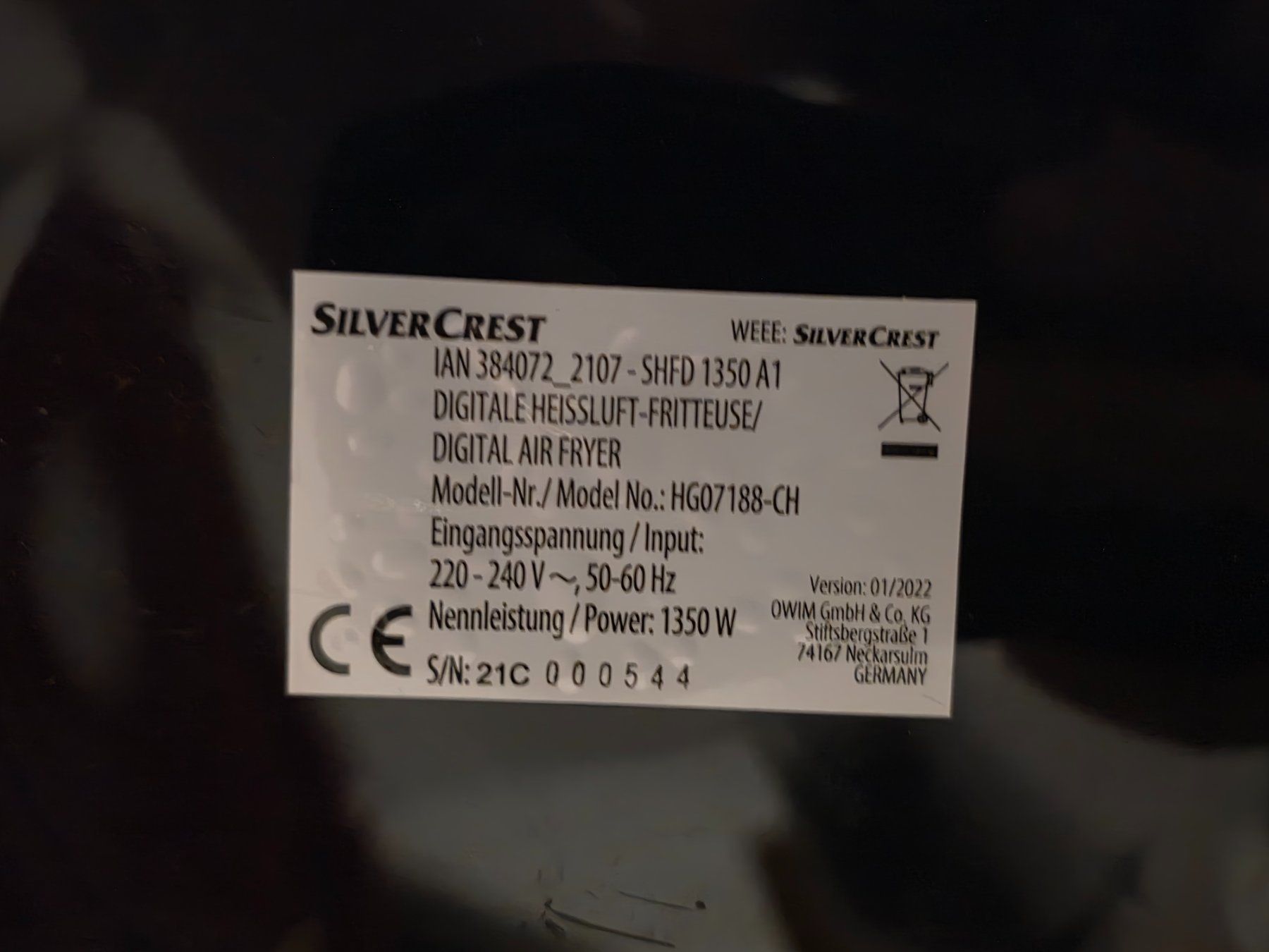 SilverCrest Elettrodomestici da cucina: Heisse Luft Friteuse Gute Zustand. – Usato da Badäl venduto da RYzeR9980X4D 3