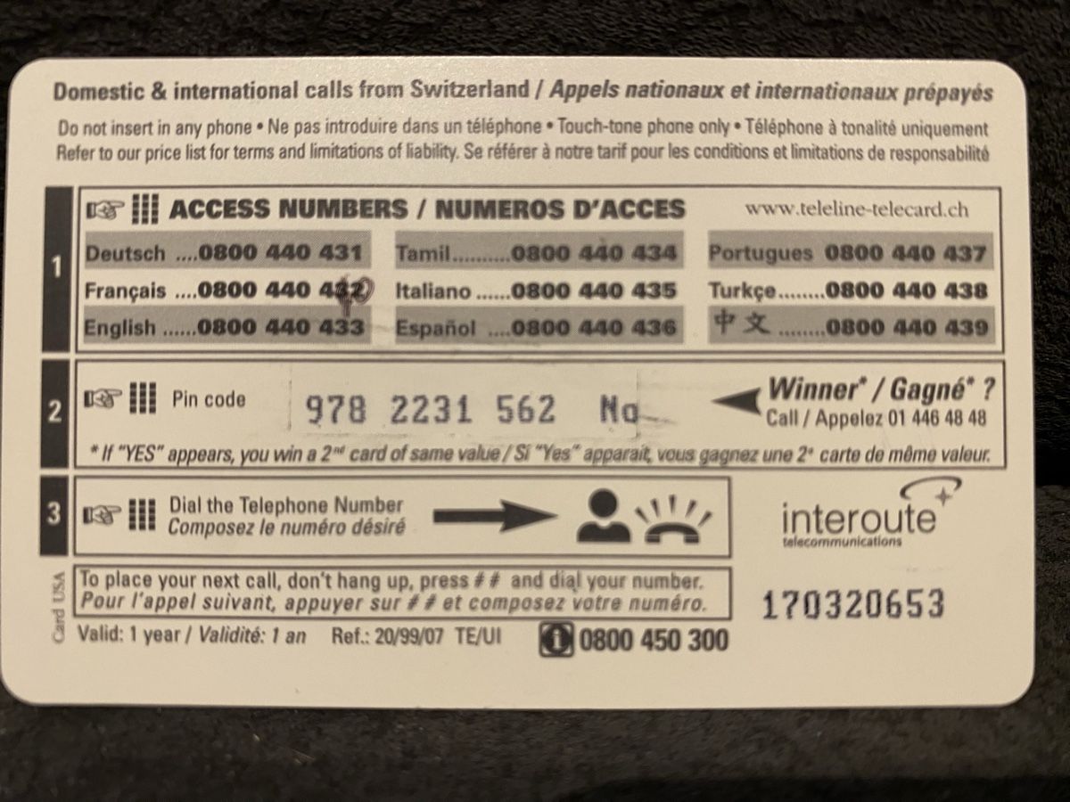 Telefon- & Taxkarten: Teleline – Gebraucht aus Lausanne von babacard10 1