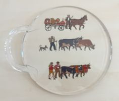 Glasplatte Servierplatte mit Schweizer Alpaufzug