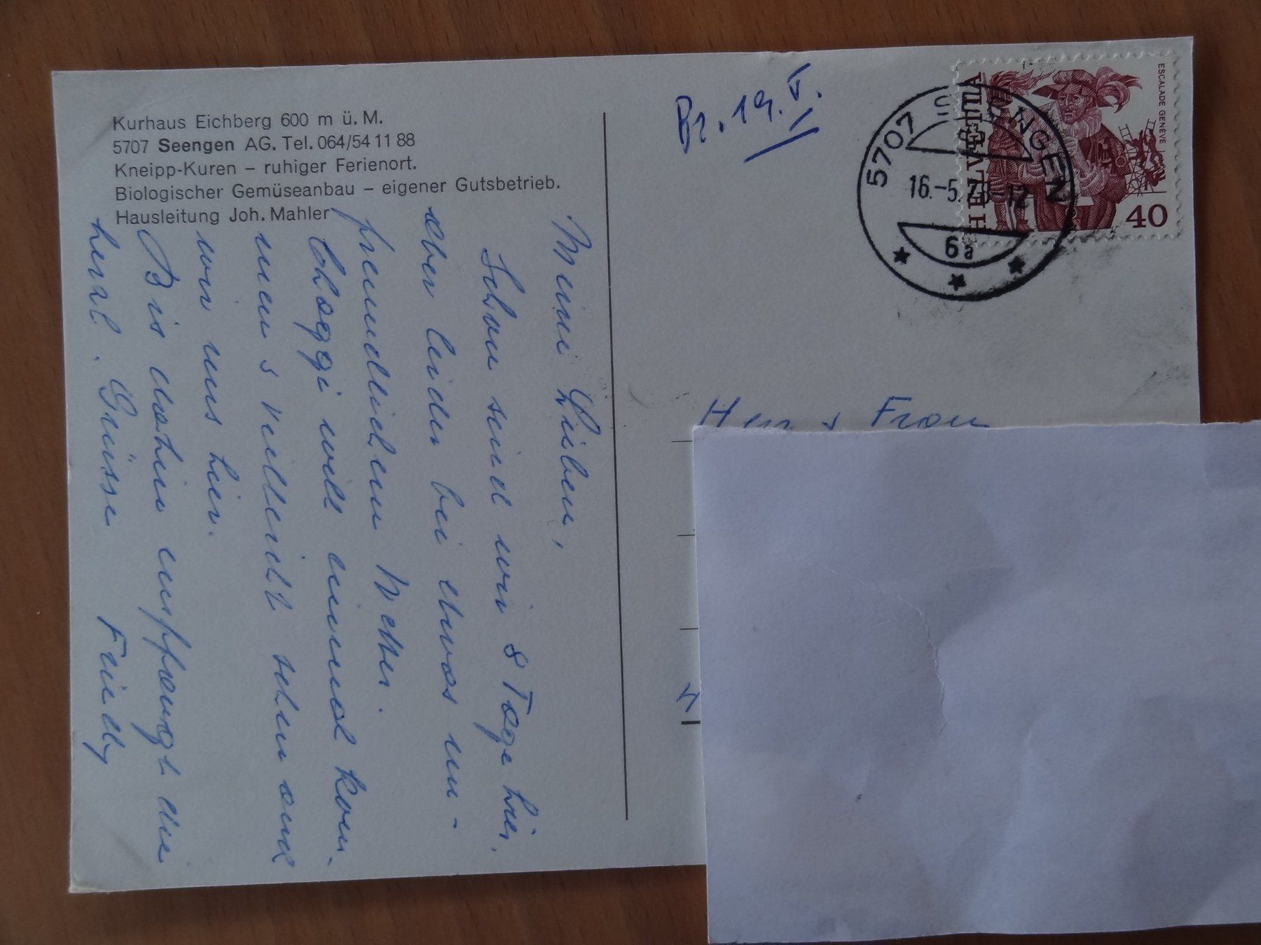 Cartoline postali: Seengen - Kurhaus Eichberg - 1978 – Usato da St Léonard venduto da Riglin 1
