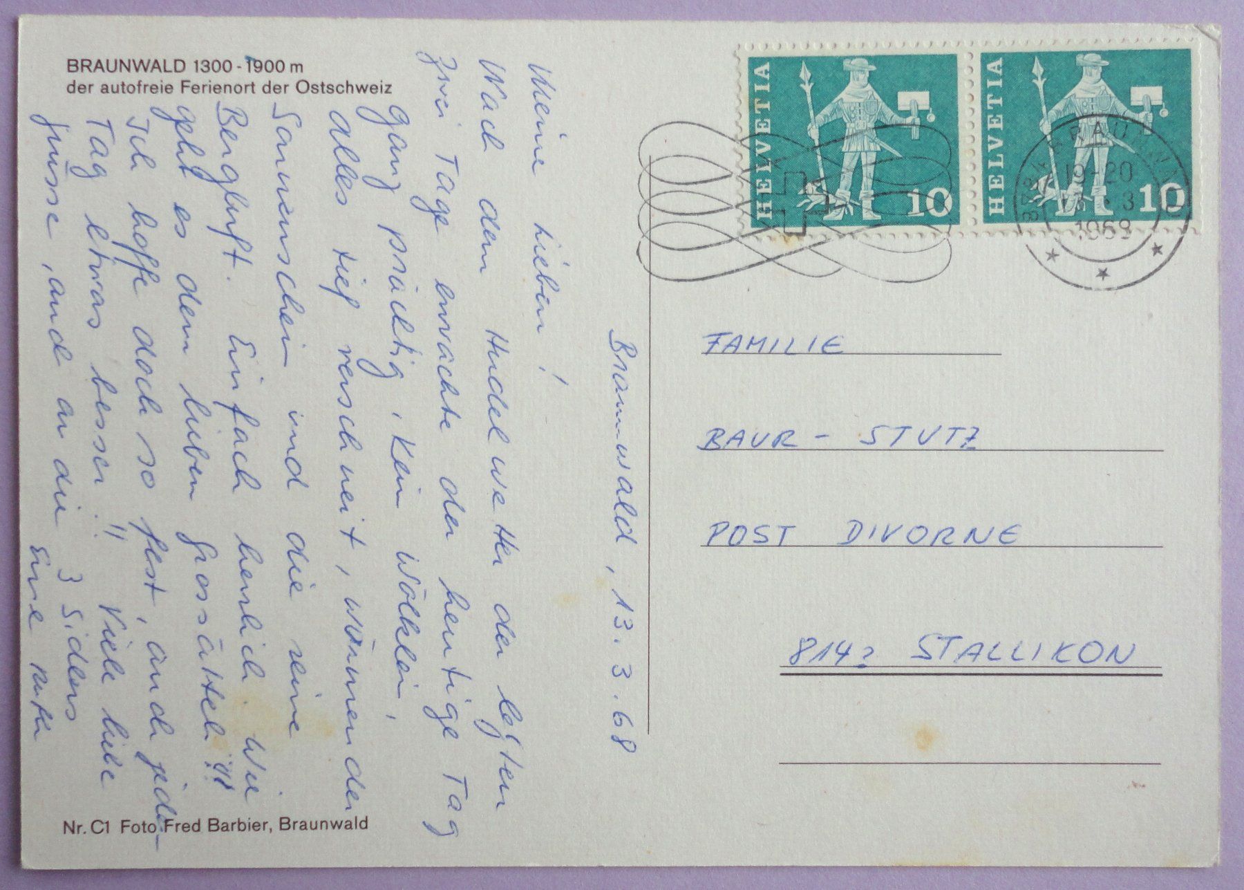 Cartoline postali: Braunwald 1300-1900 m – Difettoso da Fétigny venduto da Billy2miny 1