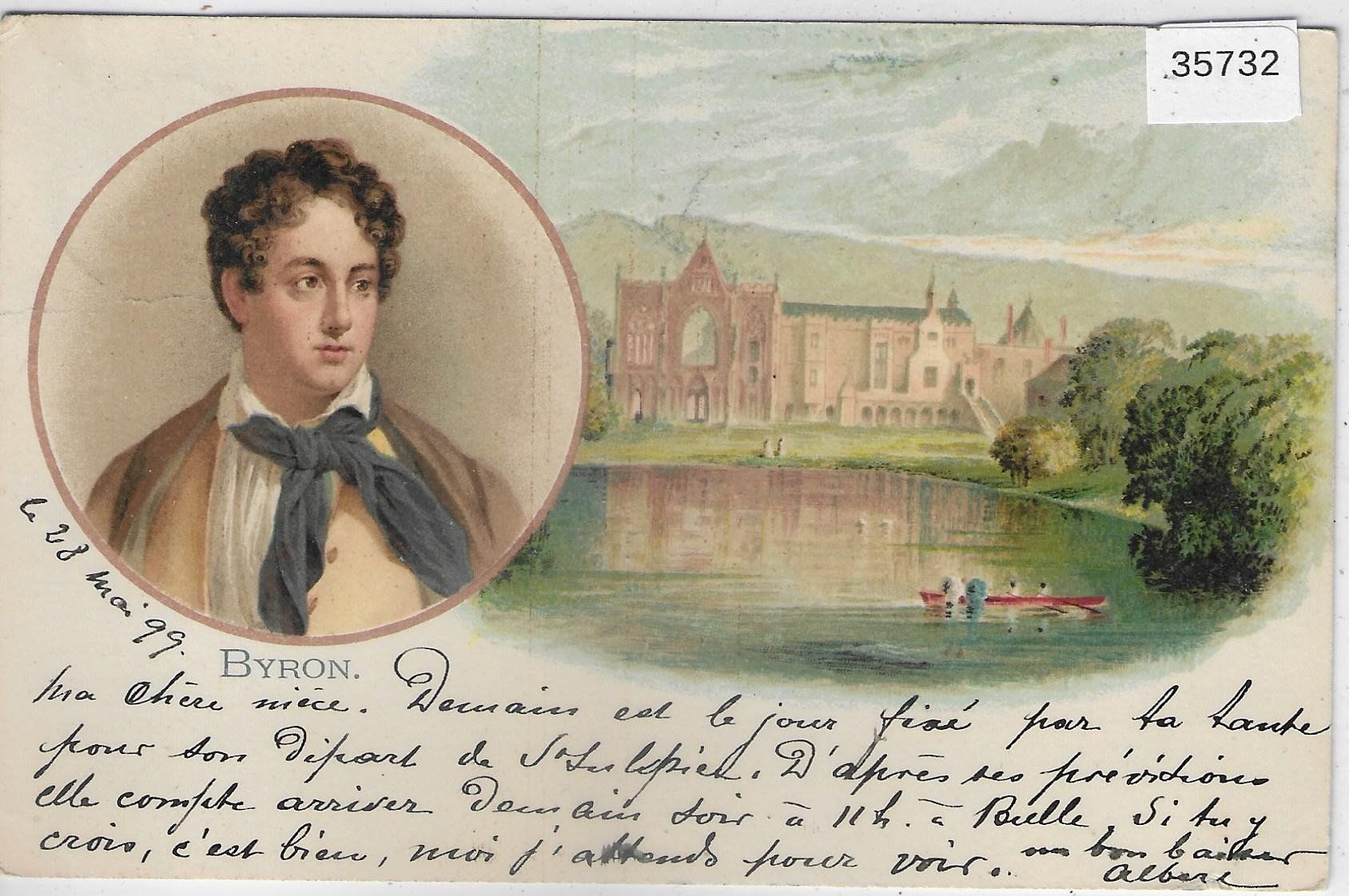 Cartes postales: Dichter Lord Byron - Newstead Abbey - Litho – D'occasion à Ettingen par Kartenplanet