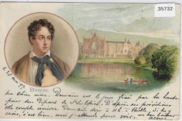Dichter Lord Byron - Newstead Abbey - Litho