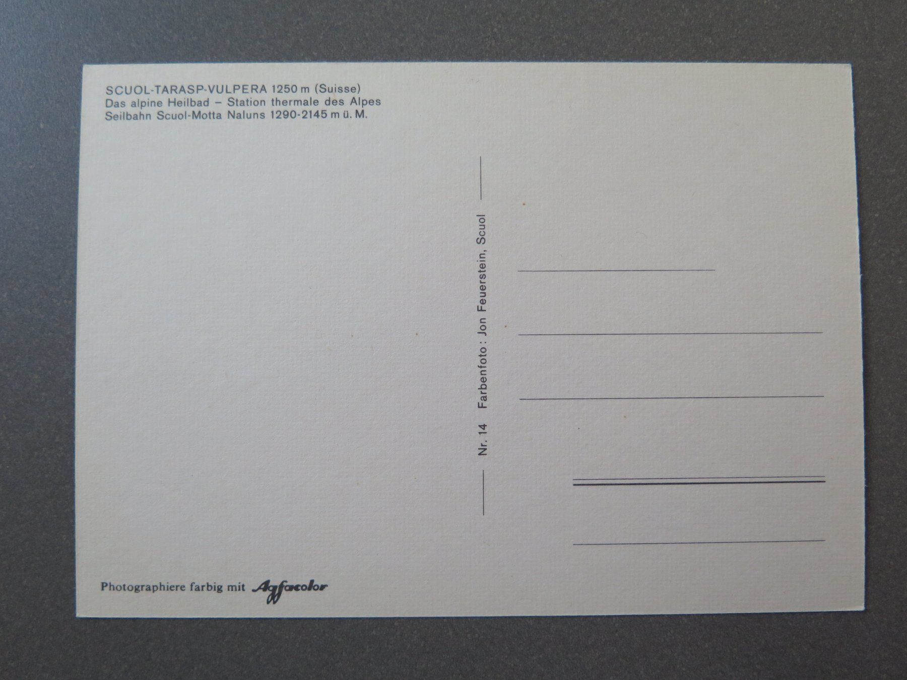 Cartoline postali: SCHULS-SCUOL - MOTTA NALUNS – Usato da Wittenbach venduto da lipasal 1