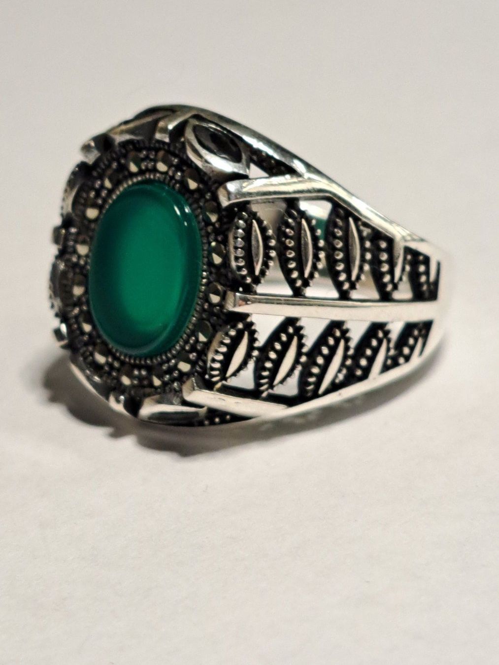 Ringe: 0032 - Bague en argent, Agate vert, taille 61 – Neu und originalverpackt aus Neuchâtel von NIDAVELIR 1