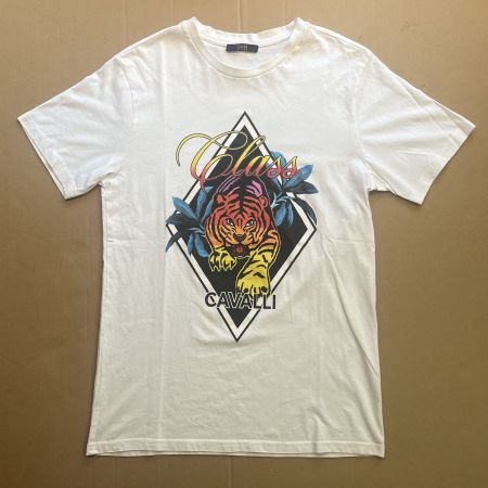 Weißes, buntes T-Shirt der Cavalli Class mit Tiger-Motiv