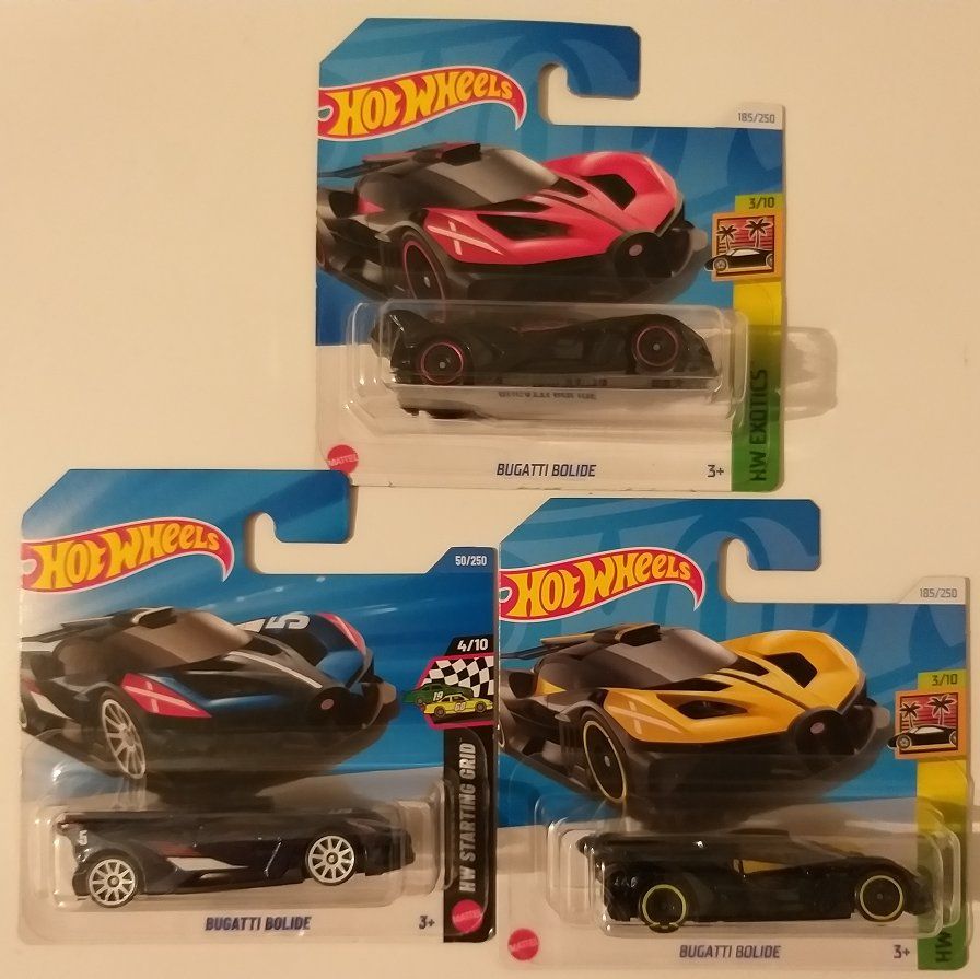 Bugatti Modellini d'auto: Hot Wheels 3x Bugatti Bolide Set – Nuovo e nell'imballaggio originale da Brugg AG venduto da Evilweevil