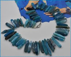 Grosse Achat Freeform Edelstein Statement Kette 925 Silber