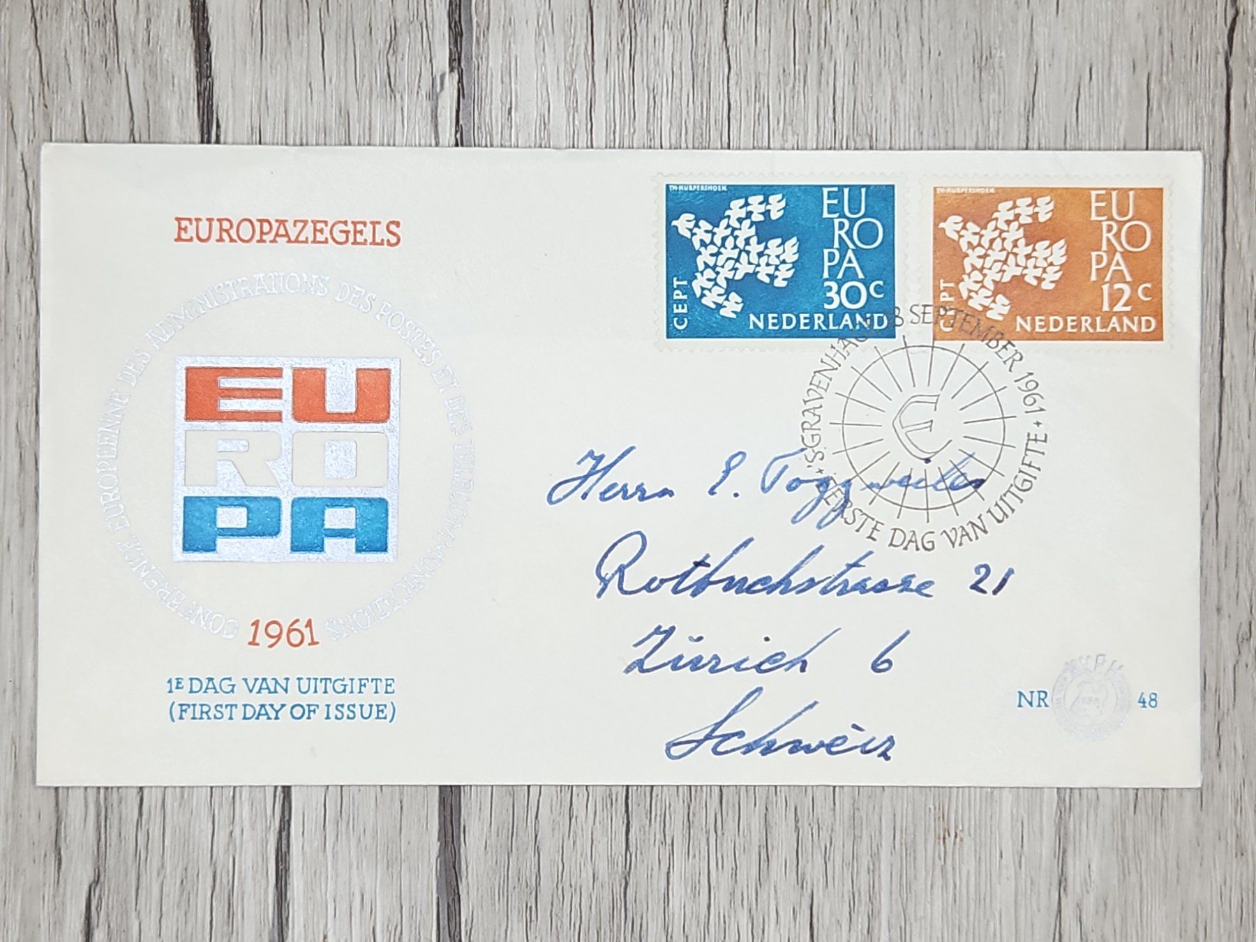 Tutti i francobolli: CL14 Enveloppe + Timbre Pays-Bas 1961 – Usato da Cousset venduto da Patrick_Collections