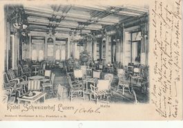2 Antike AK vom Hotel Schweizerhof Luzern Rest u. Halle 1899