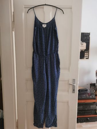 luftiger H&M Sommer Jumpsuit, blau/weiss, Grösse 44