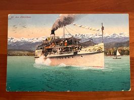 Postkarte Schiff Zürichsee 1915  (P284)