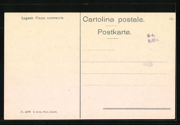 Cartoline postali: AK Lugano, Piazza commercia – Usato da Berlin venduto da bartko-reher 1