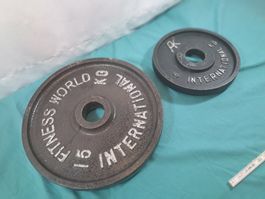 2 Olympia Hantelscheiben 15 & 5 kg, Eisen (LOT2461XXL#SPA99)