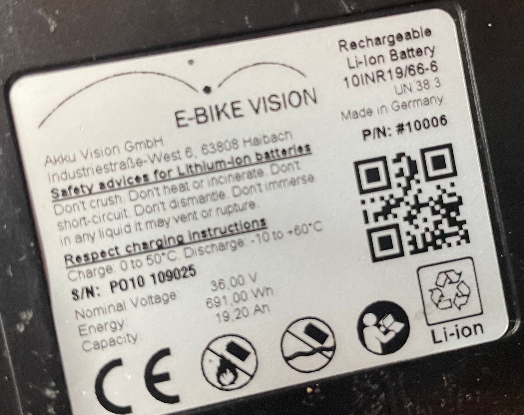 Batterie: E-Bike Vision 36V Akku – Usato da Buckten venduto da Mrct 3