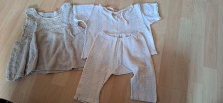 Kleid und Hose-Shirt Kombi, Gr. 80 und 92, u.a.Seide