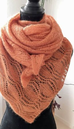 Châle tricoté main en mohair et soie